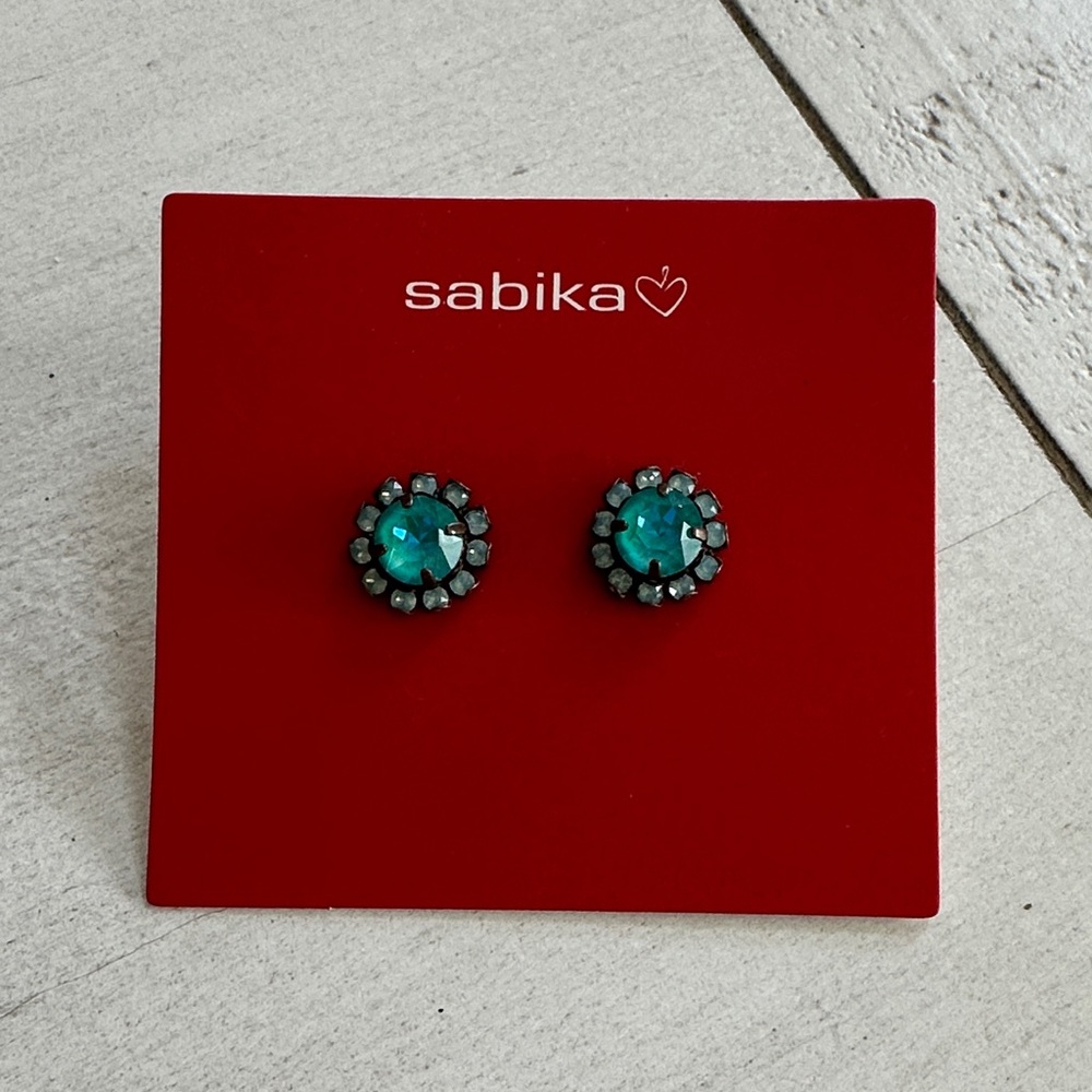 Sabika Turquoise and antique silver stud earrings